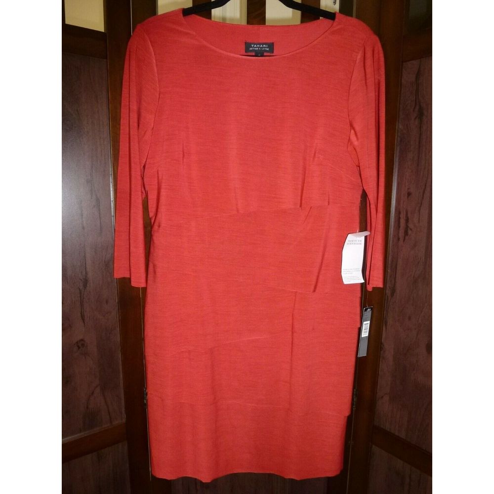 Tahari Tiered Heathered Sheath Dress